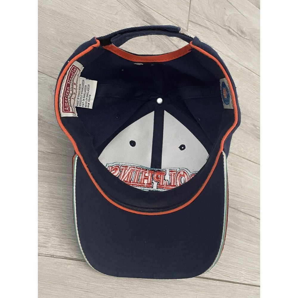 Vtg Miami Dolphins NFL American Needle Navy Blue Wool Blend Strapback Hat Cap - Picture 4 of 8